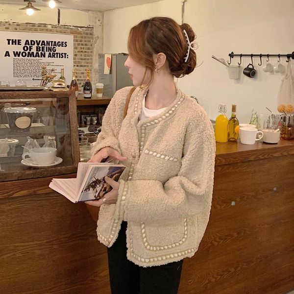 

women's jackets xiaoxiangfeng imitation lamb wool coat dress thickened in autumn and winter 2021 korean gentle temperament celebrity, Black;brown