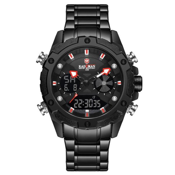 

wristwatches kademan 9049 sports men watch mti-function alarm clock outdoor waterproof luxury steel band watchmen, Slivery;brown