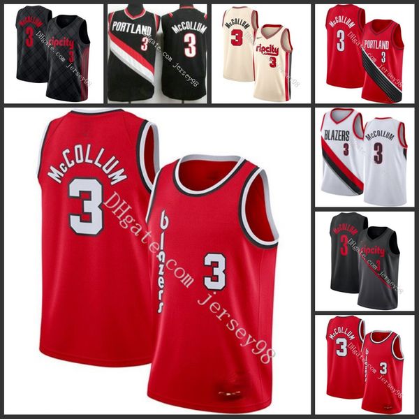 

portland trail blazers men #3 c.j mccollum retro basketball jersey, Black