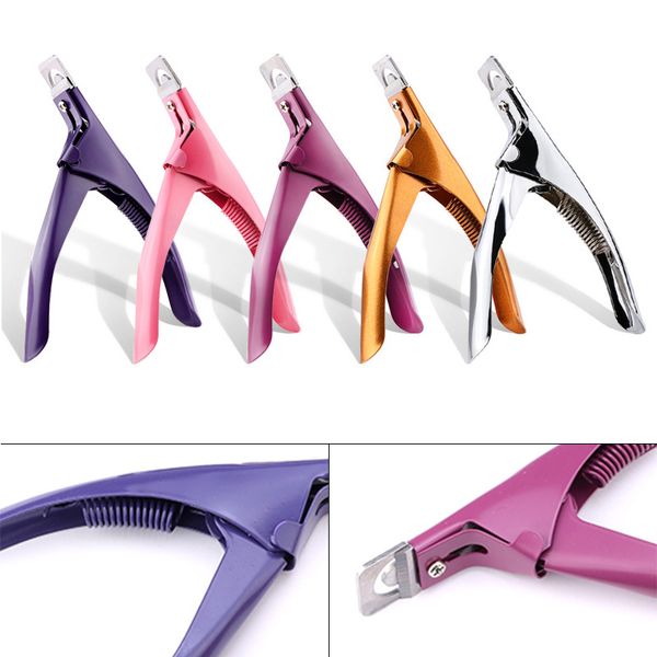 

professional nail art clipper special type u word false tips edge cutters manicure colorful stainless steel beauty tools 10 pcs