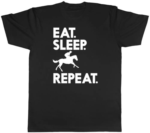

Eat Sleep Ride Repeat Mens Womens T-Shirt, White;black