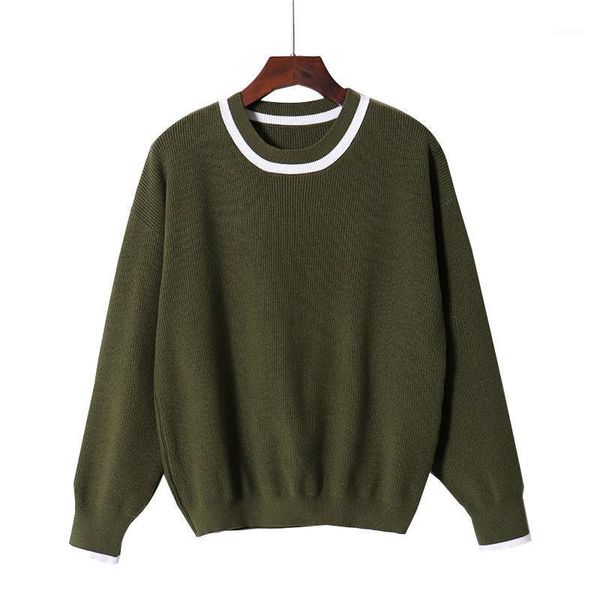 

casual autumn winter thick loose sweater pullovers women female oversize o-neck knit jumpers women's sweaters, White;black