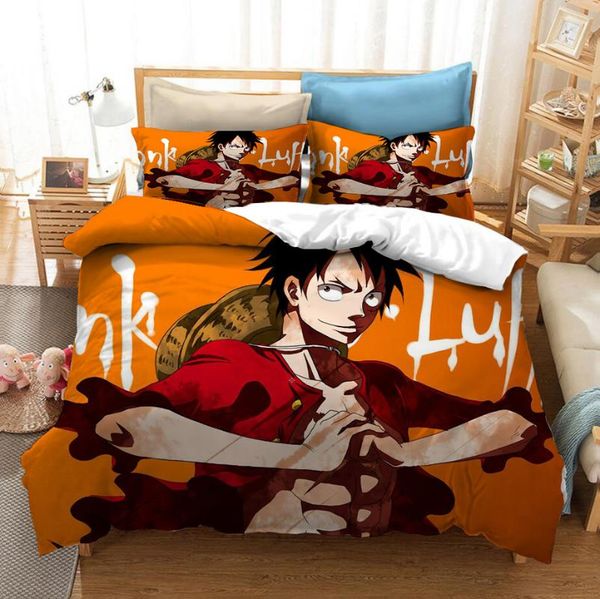 

bedding sets monkey d luffy anime 3d print comforter set duvet covers pillowcases home textile cartoon one piece  king size kids