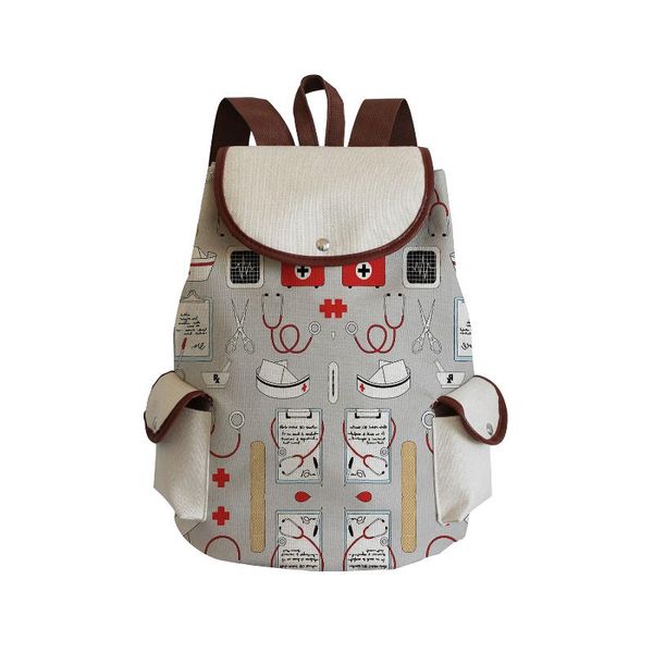 

backpack stethoscope drawstring large capacity linen portable school bag preppy book eco casual outdoors pack