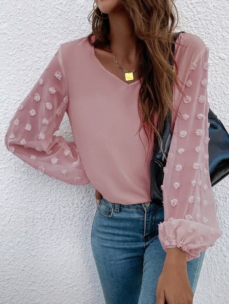 

swiss dot bishop sleeve blouse x8ux#, White