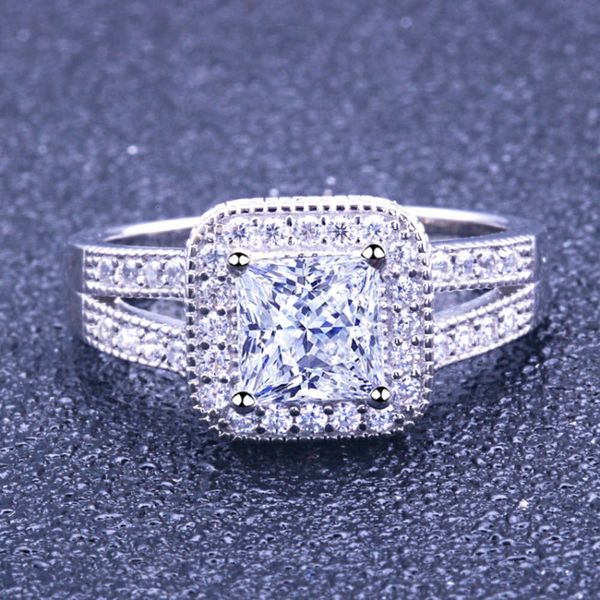 

shiny zircon rings kimter for women jewelry female engagement ring ladies fashion vintage big wedding finger band q482fz, Silver