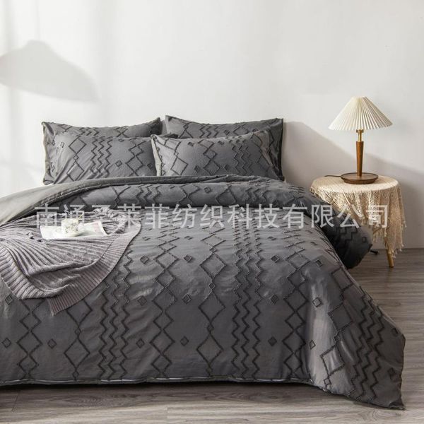 

bedding sets solid color cut flower quilt cover home textile tufted ins bohemian craft three or four