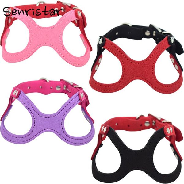 

dog collars & leashes soft fiber suede leather pet harnesses for small medium dogs adjustable puppy chihuahua yorkshire vest harness chest
