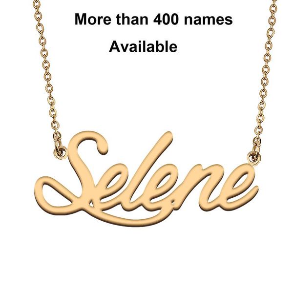 

chains cursive initial letters name necklace for selene birthday party christmas year graduation wedding valentine day gift, Silver
