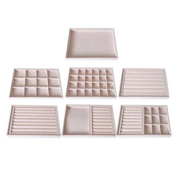 

jewelry pouches, bags velvet display storage tray, bracelet ring showcase holder organizer, 35x24cm, removable, Pink;blue