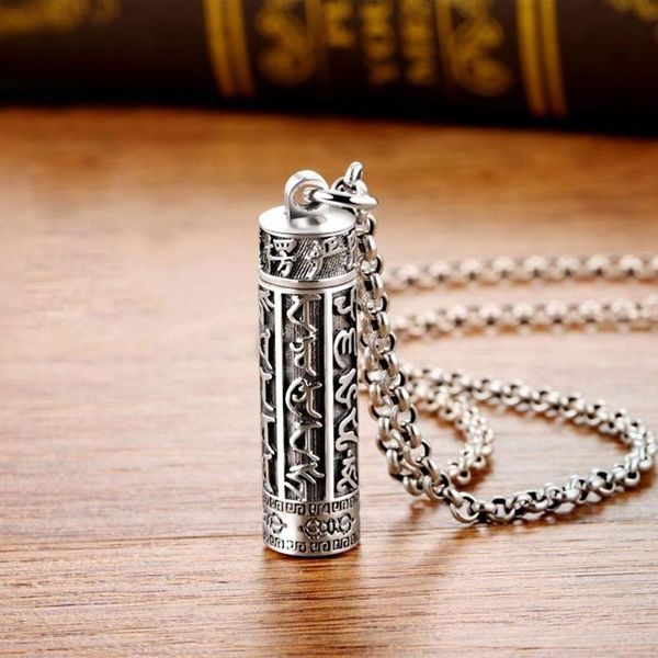 

chains six-character mantra necklace men's and women's amulet gawu box marriage personality silver pendant jewelry accessories