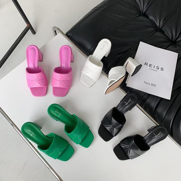 

fashion women sandals slippers open toe candy color thick high heels pumps summer dress shoes ladies woman size 35-39, Black