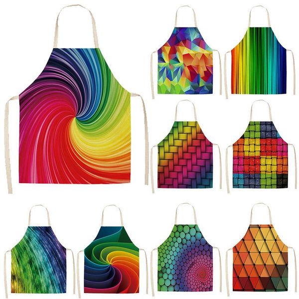

aprons rainbow geometric pattern apron for hairdresser women goods home kitchen customizable and