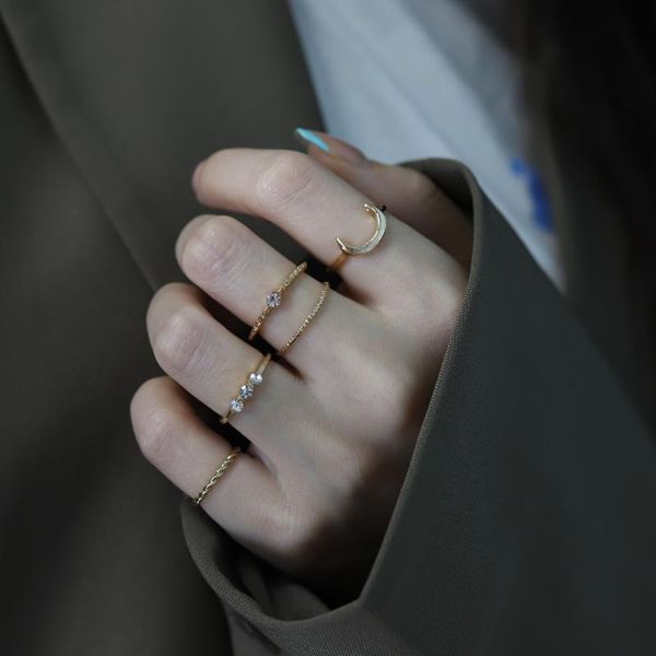 

cluster rings 12 pcs/set 2021 fashion punk simple design vintage gold color joint sets for women jewelry korean version, Golden;silver
