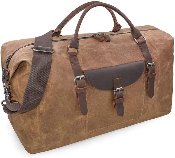 

duffel bags oversized travel bag waterproof canvas genuine leather weekend weekender overnight carryon hand brown