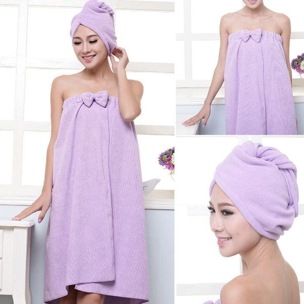 

towel soft microfiber magic absorbent dry spa bath beach bathrobe+cap for women girls stockhome & garden home textile