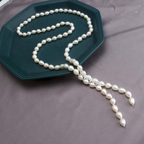 

chains mid-length rice bead necklace 210326-41, Silver