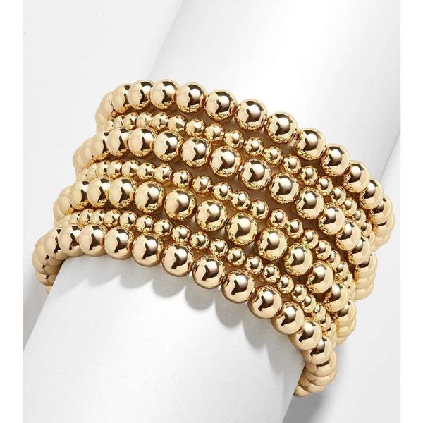 

beaded, strands women teen fashion gold color multilayers bracelets natural bead ccb ball stretchable elastic bracelet men jewelry gift, Black