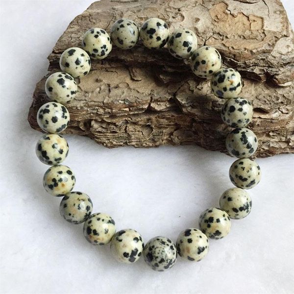 

charm bracelets lovers 6/8/10mm dalmatian jaspers bracelet natural stone yoga chakra jewelry for men women gem gift, Golden;silver