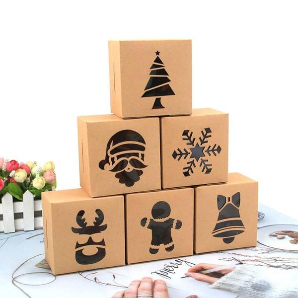 

gift wrap 3/5pcs christmas kraft paper cookie boxes candy box bags food packaging party kids year navidad