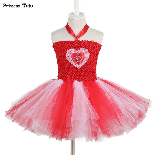 

girl's dresses red girls heart tutu dress children tulle princess girl birthday party kids christmas halloween valentines day costume, Red;yellow