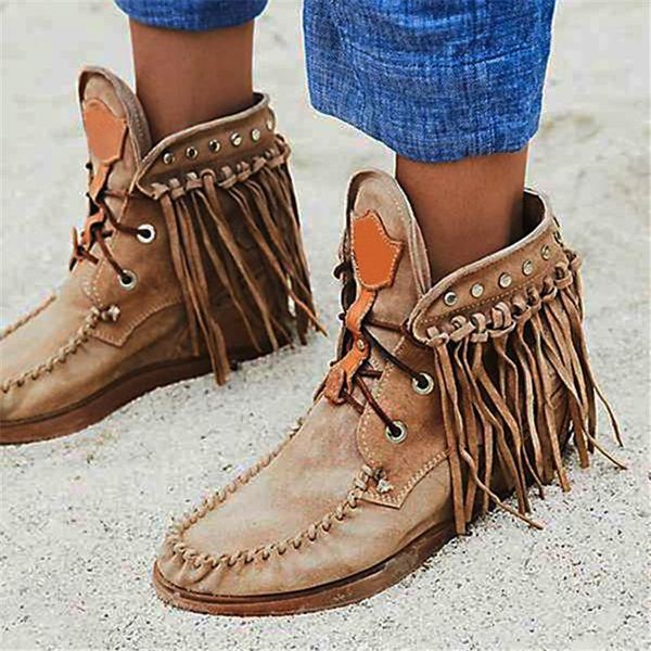 

boots fashion women short british style tube frosted tassel elevator flat shoes, Black