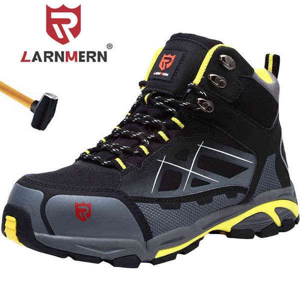 

larnmern mens steel toe safety shoes lightweight breathable anti-smashing anti-puncture anti-static protective work boots 211214, Black;brown