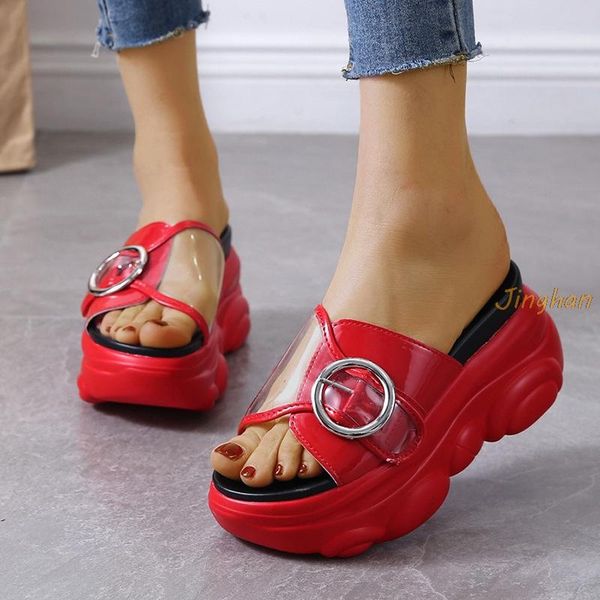 

slippers women's summer platform sandals metal decorative comfortable outdoor shoes fashionable, Black