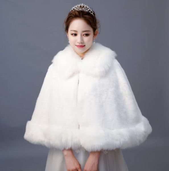 

wraps & jackets winter plus thick coat knot wedding cloak bridal warm  stock, White
