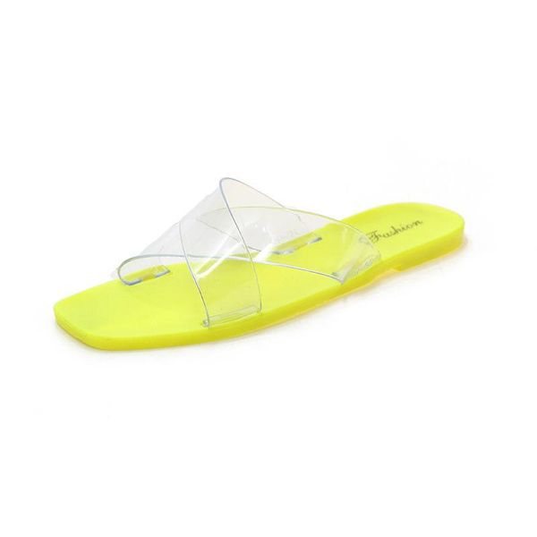 

slippers jelly women 2021 summer sandals female candy colors transparent casual lady flat beach slides zapatos mujer, Black