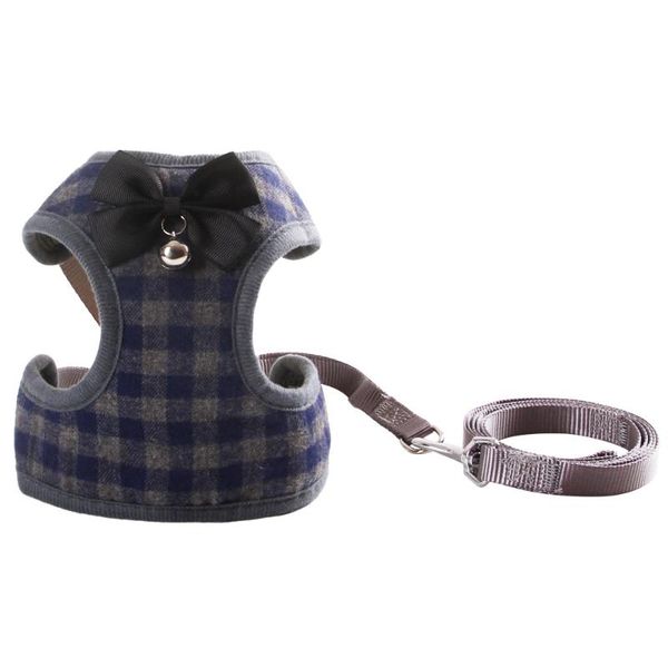 

pet plaid chest straps with bell tie prevent injury adjustable vest suitable for small and medium-size dog collars & leashes