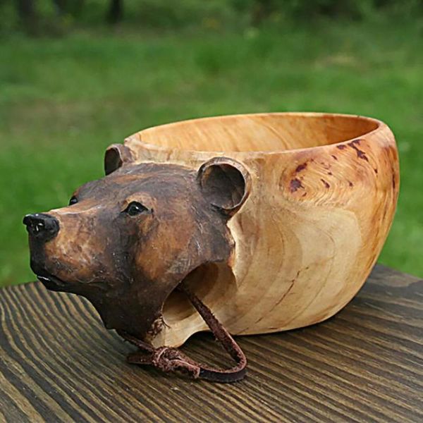 

mugs wood camp mug lightweight & eco-friendly traditional wooden cup bear home furnishings ornaments or camping portble water