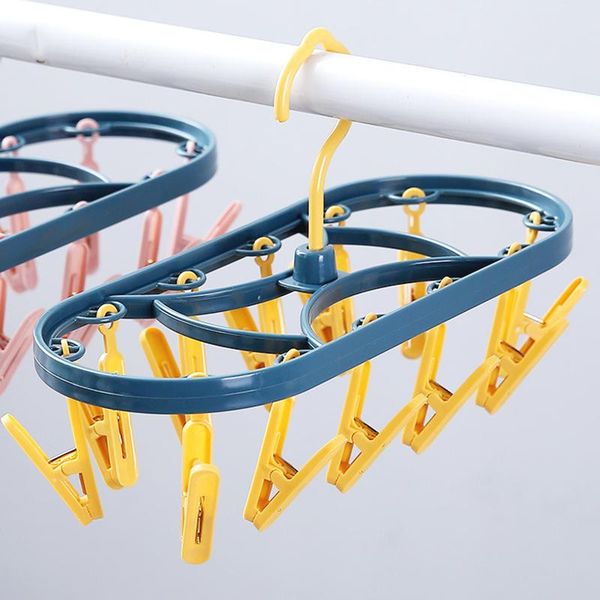 

hangers & racks home oval drying rack socks underwear hanger foldable clothes with 12clothespins for balcony reme889