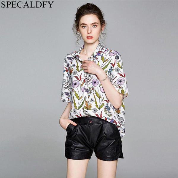 

women's blouses & shirts summer women short sleeve print plus size blouse ladies desigber runway blusas mujer de moda 2021, White