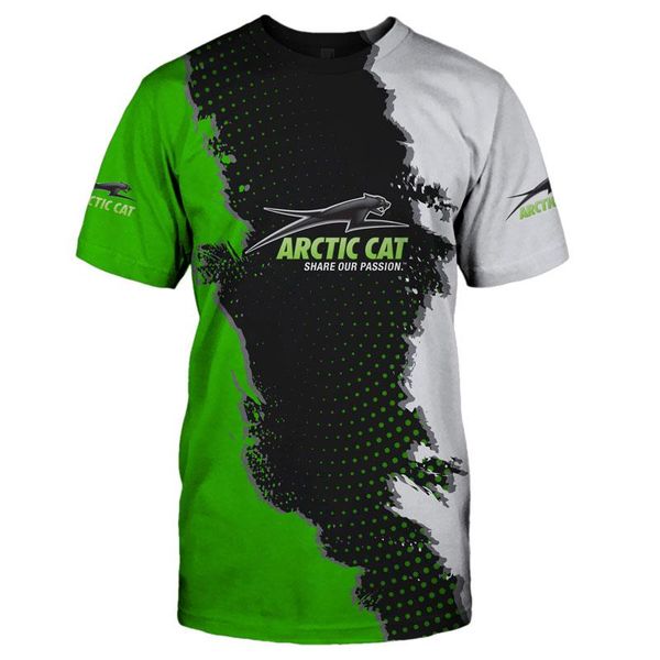 

men's polos summer casual arctic cat logo short sleeve 3d printing fashion t-shirt oversized hip-hop cool sportswear racing top, White;black
