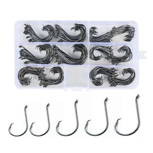 

carbon steel fishhooks lure with ring hole sharp barbed hook fishing tackle hooks