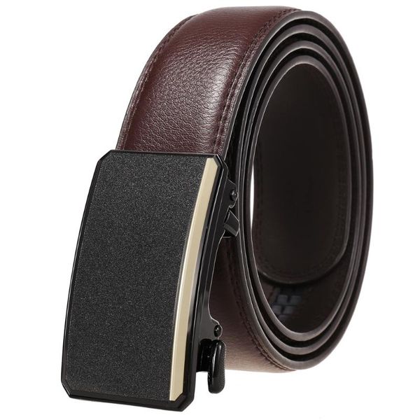 

belts men's leather belt business formal real cowhide ratchet metal automatic buckle for man, Black;brown