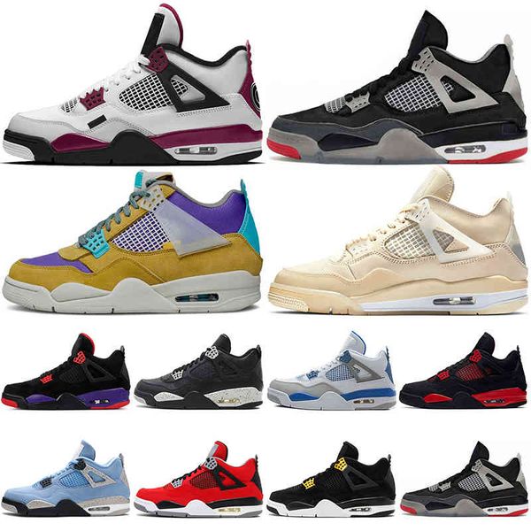 

ale basketball shoes jumpman 4 mens shoe air jorden 4s white oreo union guava taupe haze outdoor men women sport sneakers trainers size, Black
