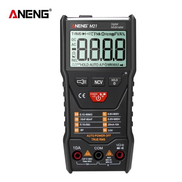 

multimeters m21 ture rms digital multimeter 6000 counts auto ranging ac/dc ammeter voltage ohm portable meter flash light back