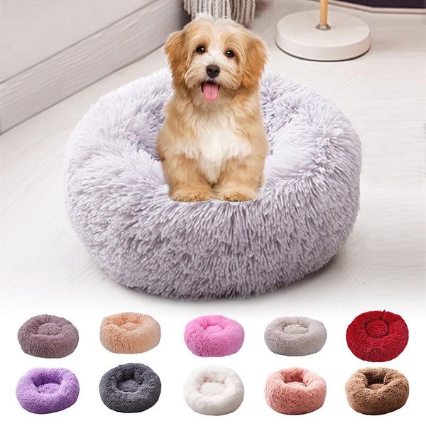 

kennels & pens soft dog bed washable long plush kennel cat house mats sofa for chihuahua basket warm pet 40-100cm