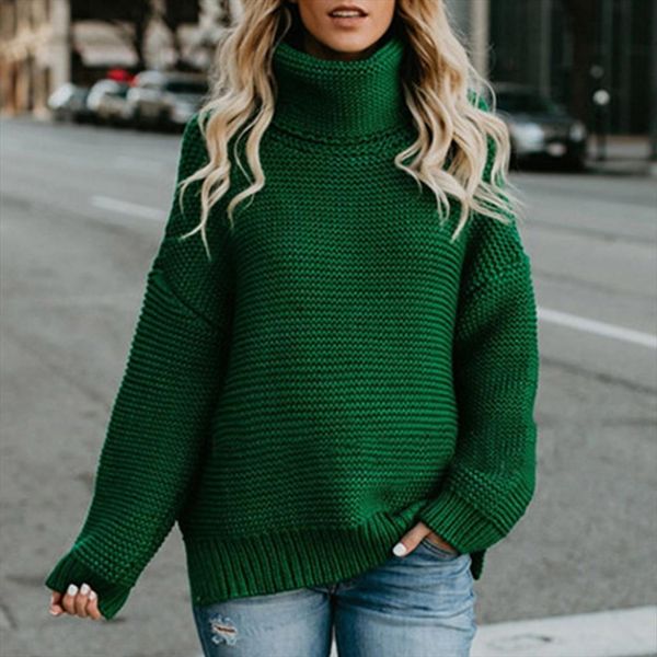 

women autumn winter womens sweater long sleeve turtle neck casual knitted pullover loose style easy to match different look, White;black