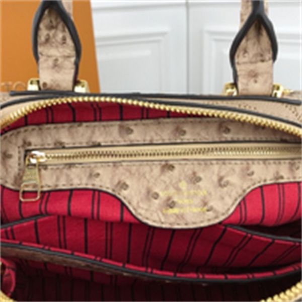 

brand designer luxury 46l0 m55780 ostrich pattern pillow bag apricot women handbags iconic bags handles shoulder bags totes cross body b, Red;black