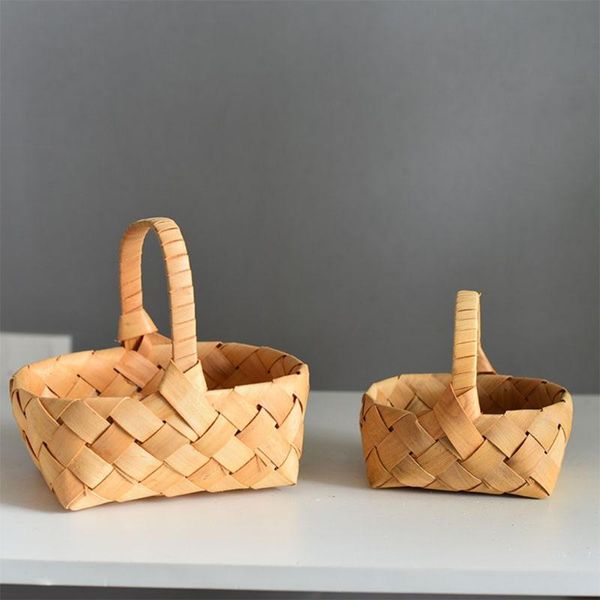 

storage baskets portable wedding candy basket rattan woven fruit bread organizer with handle home party decoration a9lb