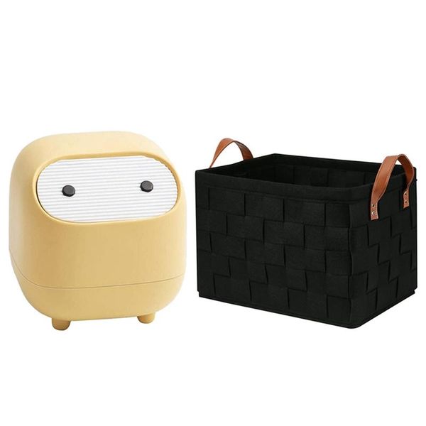 

waste bins foldable handmade rectangular felt fabric storage box with cute bin desktrash can lid garbage organizer