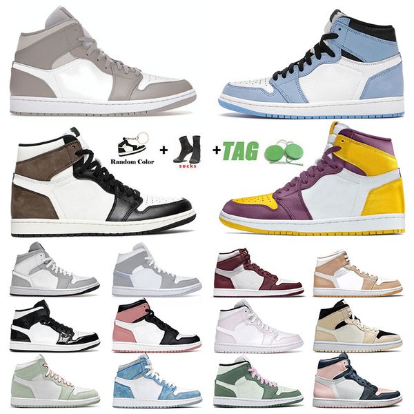 

new arrival jumpman 1 1s mens womens basketball shoes designer brotherhood high dark mocha og mid linen carbon fiber seafoam sports sneakers