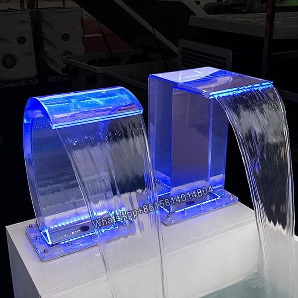 

1pc swimming pool spa plexiglass arc hook bath shower nozzle led colorful water curtain garden decorations