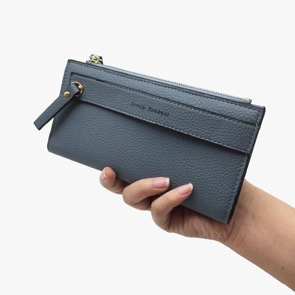 

wallets brand ladies wallet 2021 multifunction solid color female purse zipper and hasp money bag pu leather clutch women, Red;black