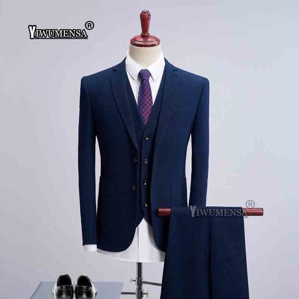 

men's suits & blazers yiwumensa fashion business men suit 3 pieces jacket and pant classic solid wedding slim fit design 8kj0, White;black