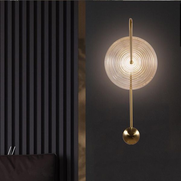 

post modern living room background wall simple creative bedroom bedside lamp designer round stripe glass