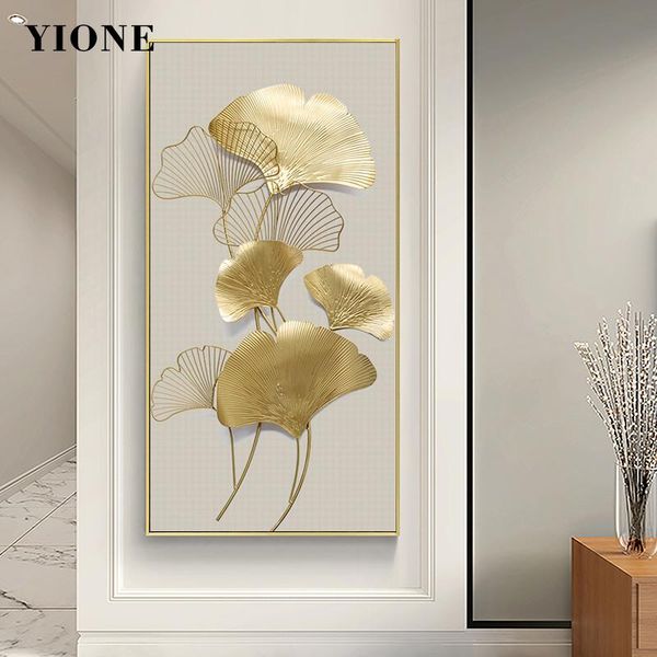 

paintings golden ginkgo biloba canvas painting modern luxury plant wall art poster print pictures for living room office home decoration